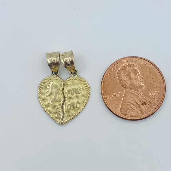 10k Solid Gold I love you Heart Pendant